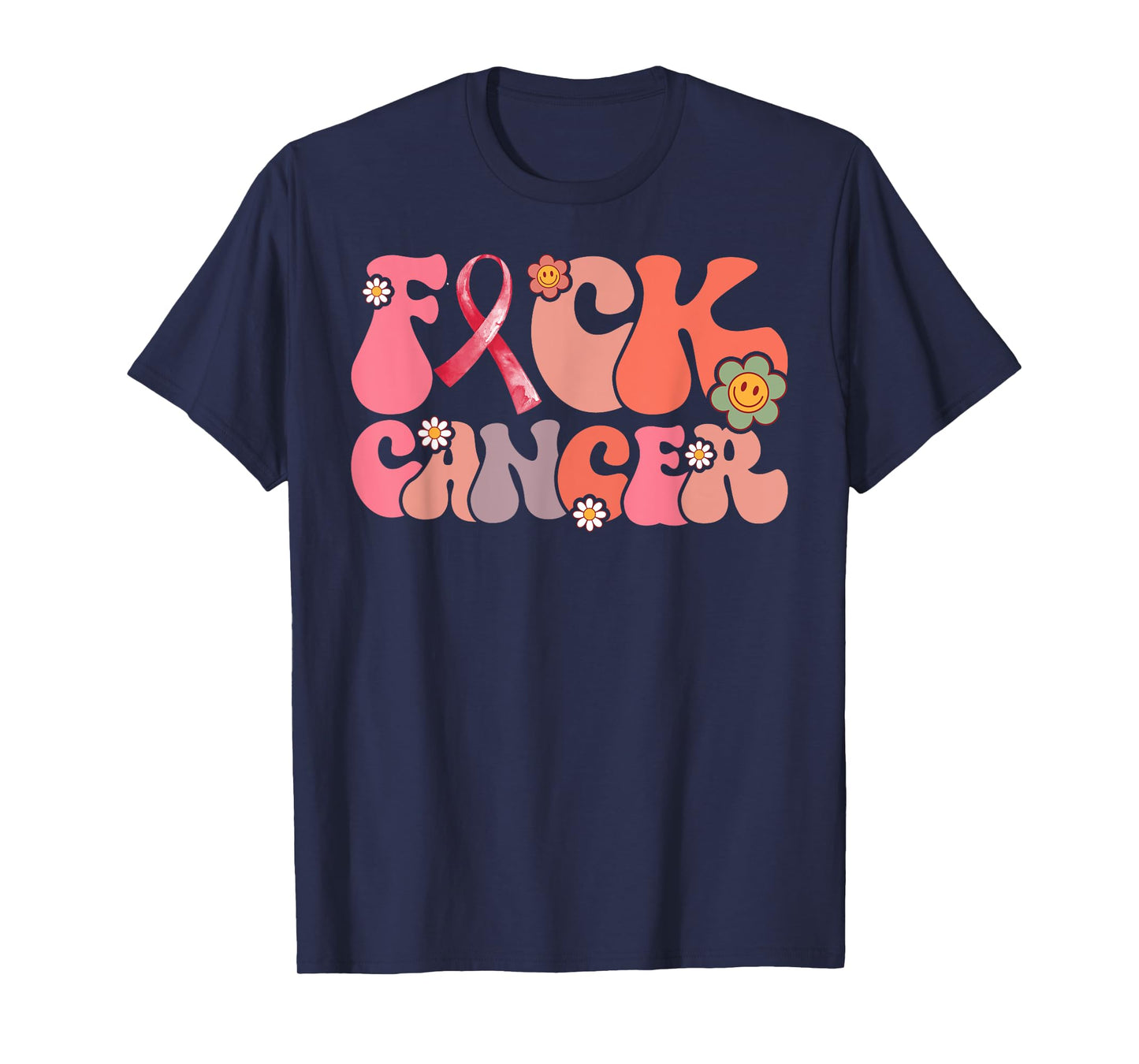 Pink Shirt Fuck Cancer Groovy Floral T-Shirt