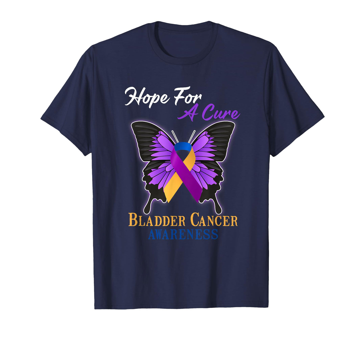 Hope For A Cure Bladder Cancer Awareness Ribbon Butterfly T-Shirt