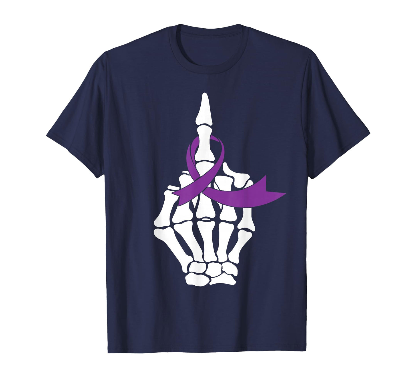 Fuck Pancreatic Cancer Middle Finger Purple Ribbon Shirt T-Shirt