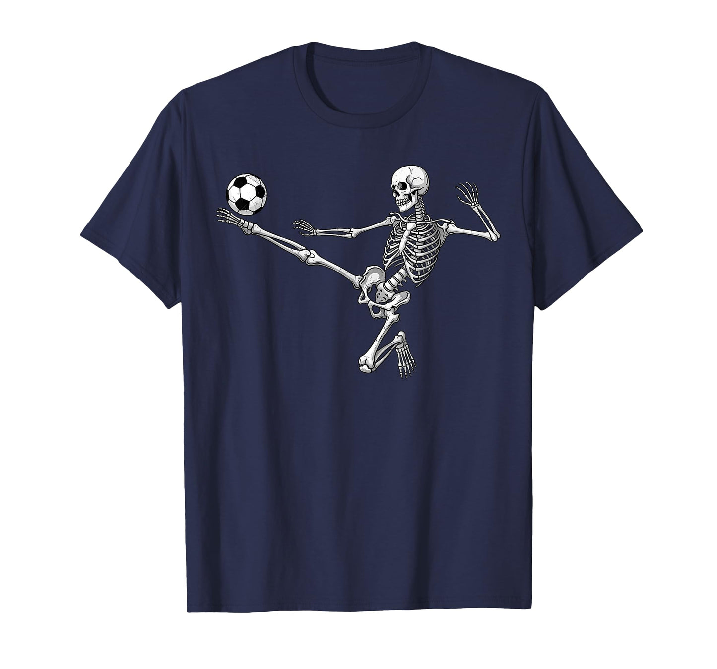 Skeleton Soccer Player Kicking Sports Fan Halloween Kicker T-Shirt