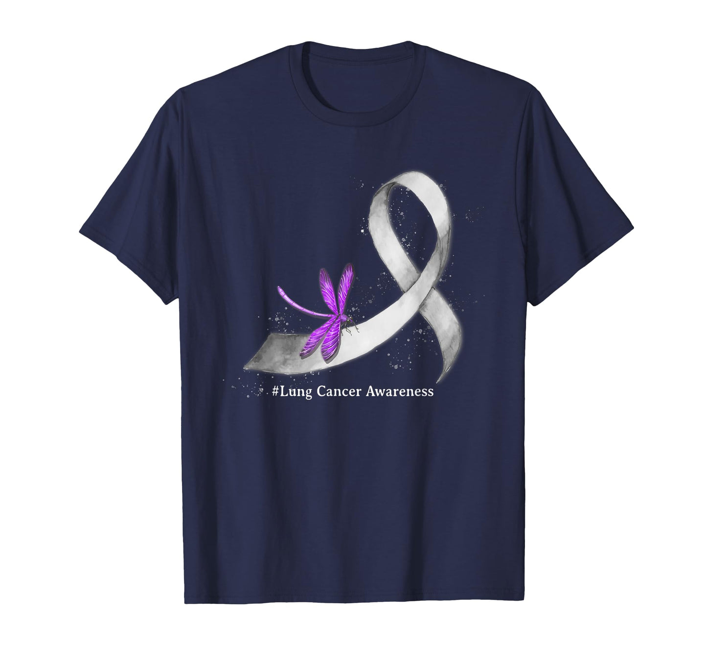 Hippie Dragonfly White Ribbon Lung Cancer Awareness Gifts T-Shirt