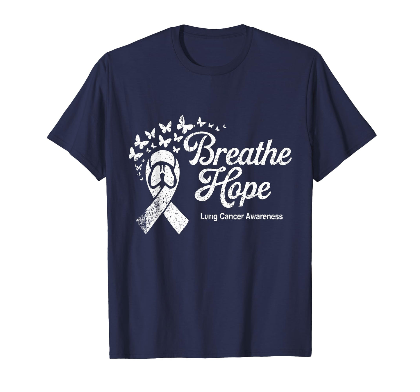 Breathe Hope Lung Cancer Awareness November White Ribbon T-Shirt