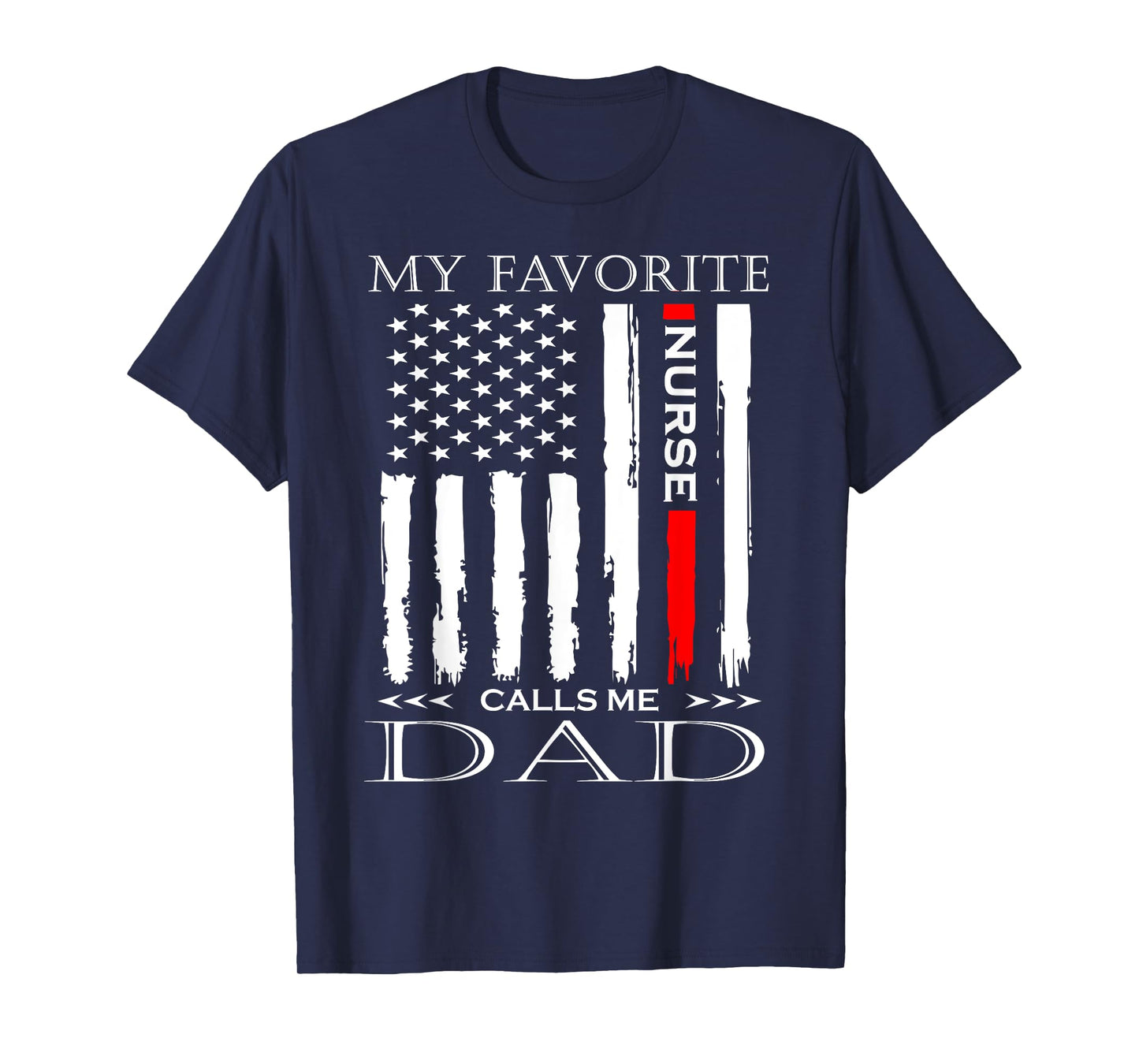 Vintage USA Flag Fathers Day Dad Gift from Daughter Nurse Women Men T-Shirt
