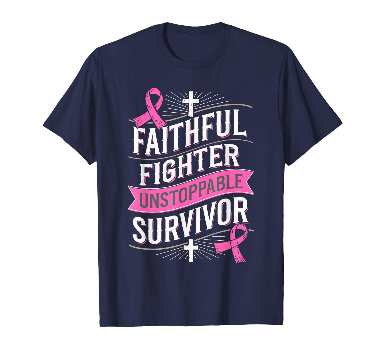 Faithful Fighter Survivor Breast Cancer Awareness T-Shirt