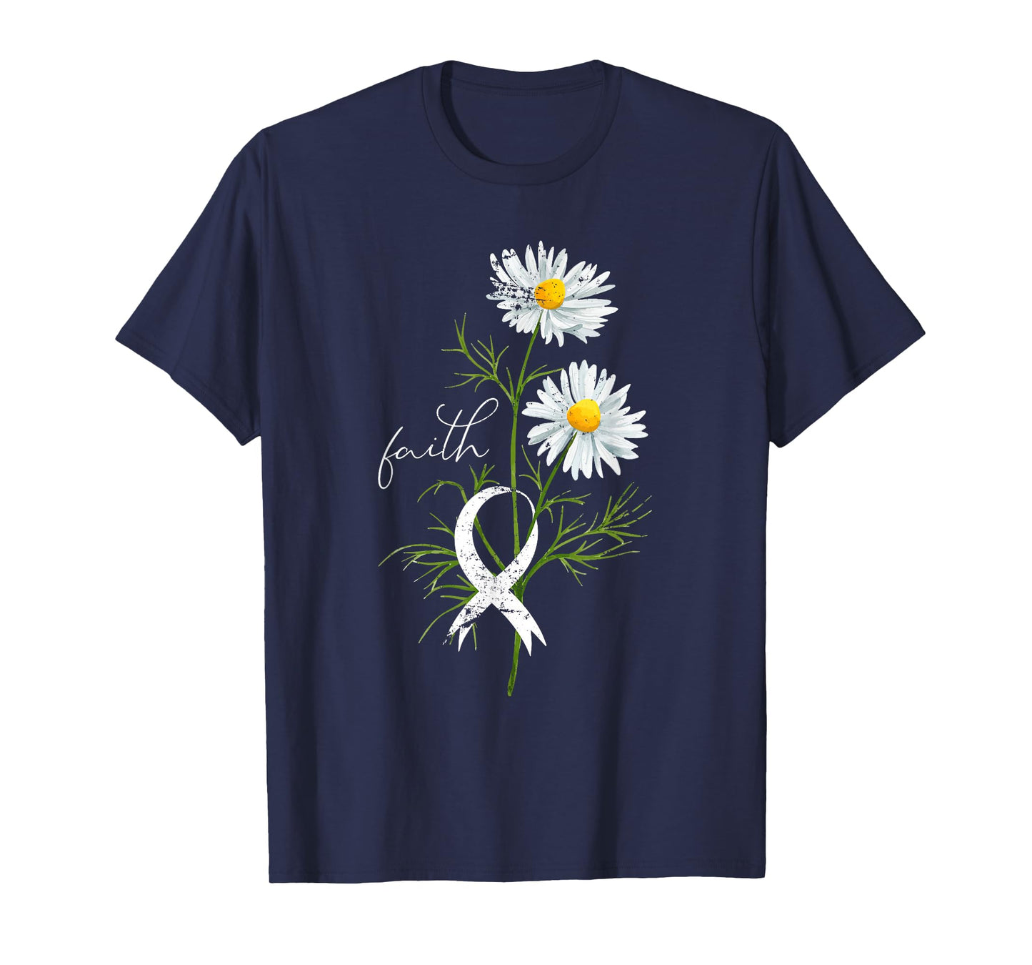 Lung Cancer Fight Support White Ribbon Gift Lung Cancer T-Shirt