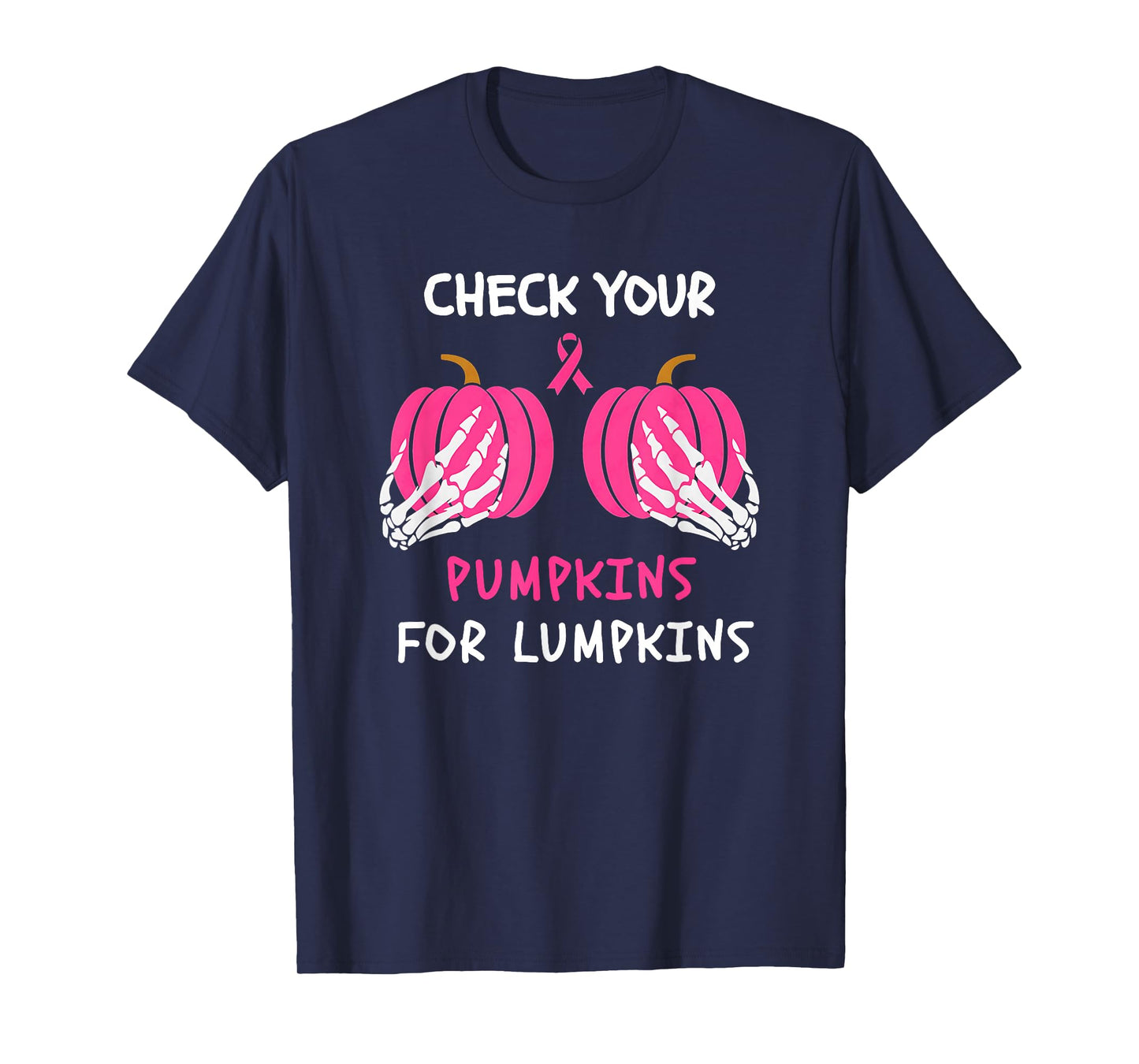 Funny Breast Cancer Halloween Pumpkins Lumpkin Pink October T-Shirt