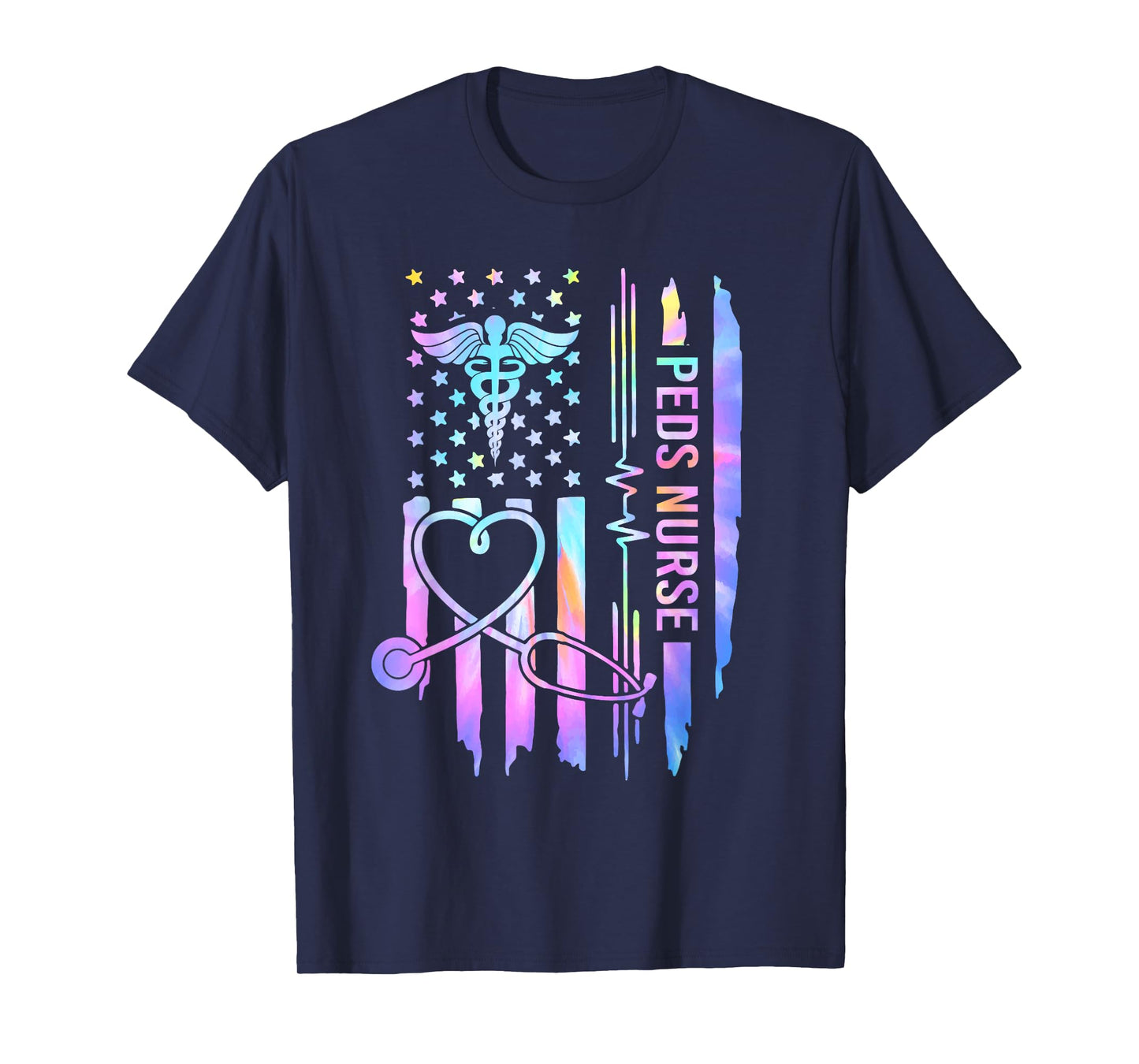Pediatric Nurse PEDS Nursing Appreciation Pediatric USA Flag T-Shirt
