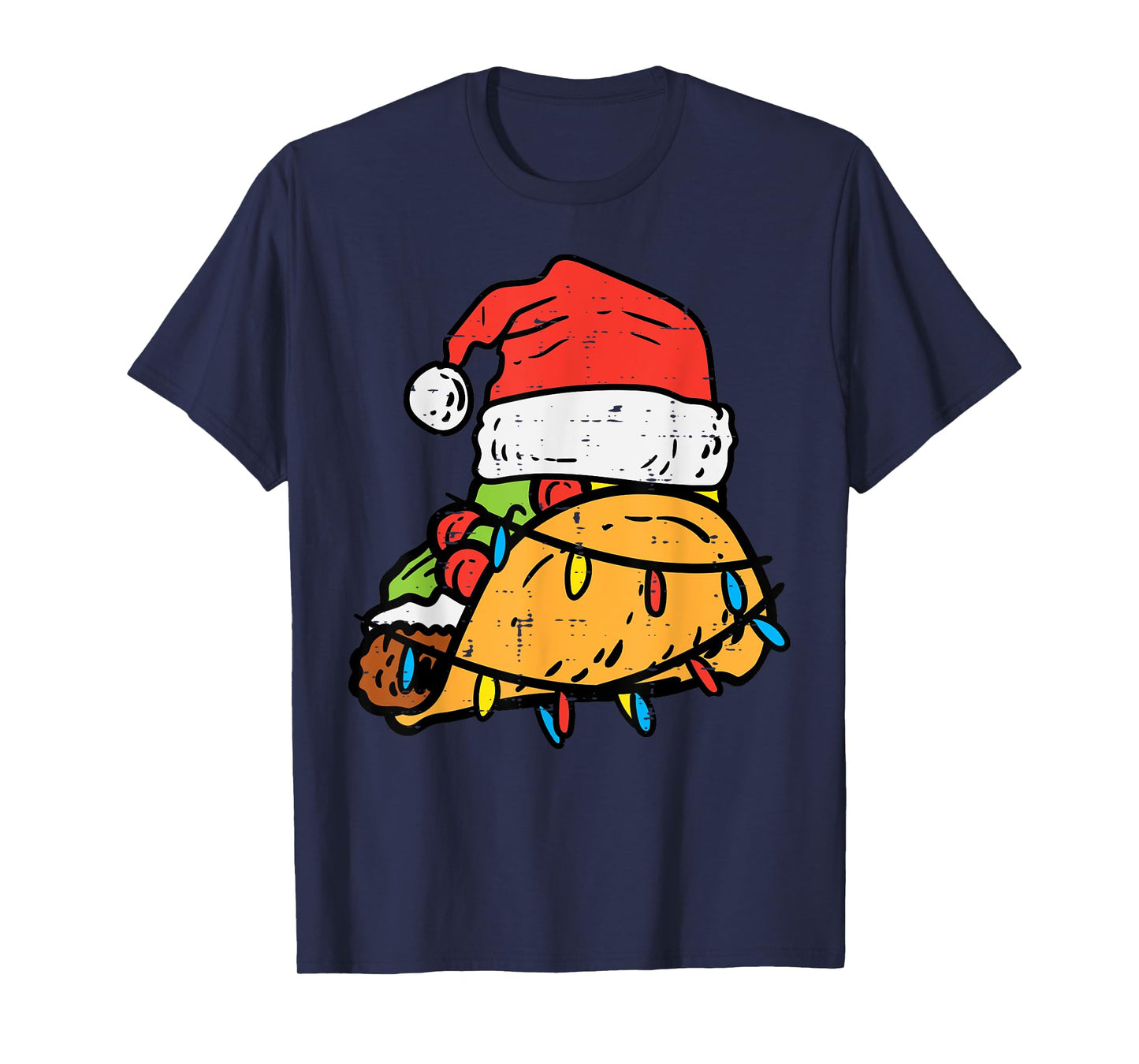 Christmas Tacos Santa Funny Mexican Food Xmas Men Women Kids T-Shirt