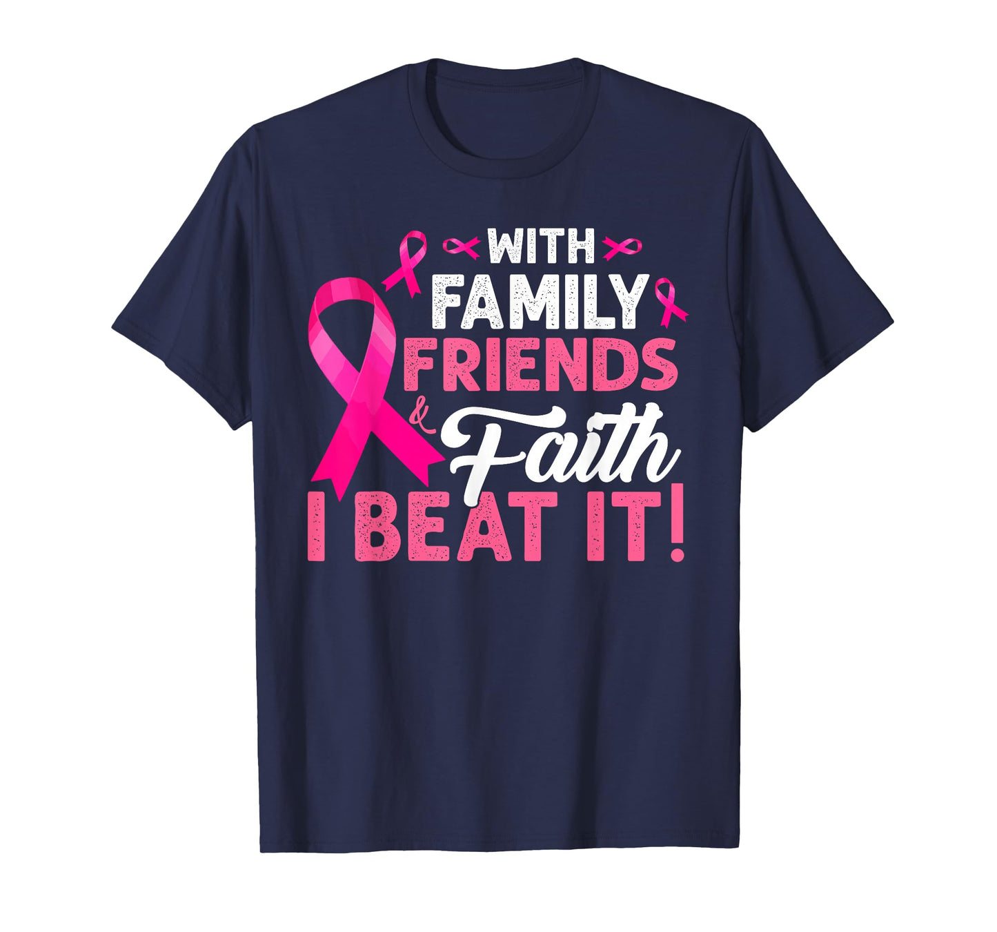 I Beat Breast Cancer Pink Ribbon Breast Cancer Survivor T-Shirt