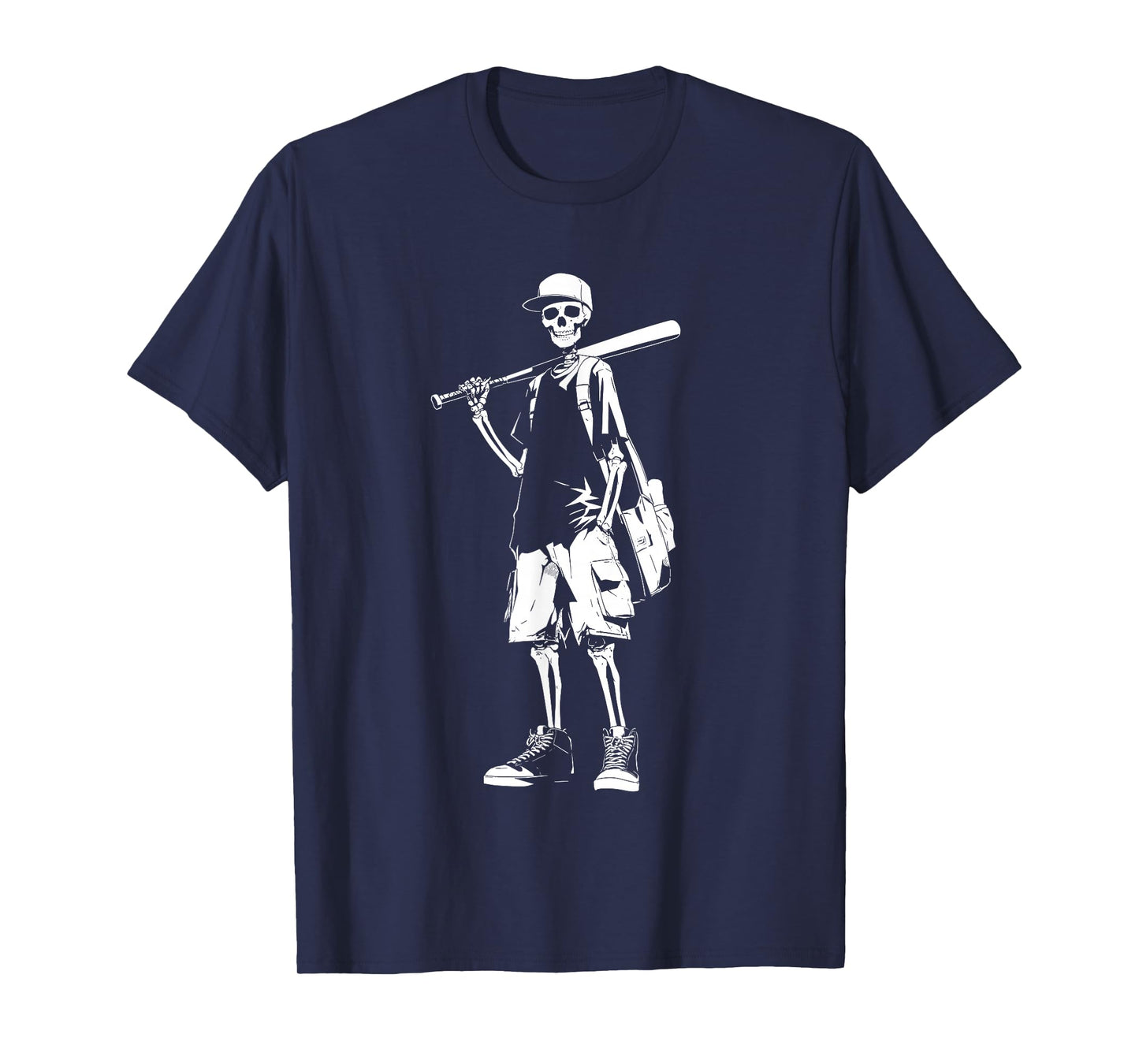 Skeleton Baseball Graphic Halloween Spooky Scary T-Shirt