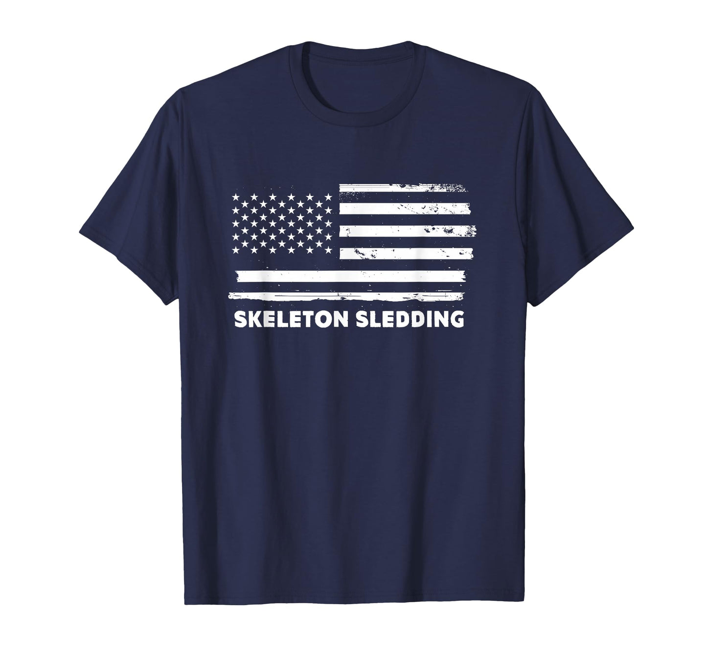 Skeleton Sledding Life USA Flag Patriotic Sports Design T-Shirt