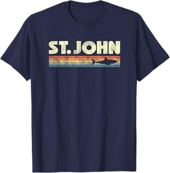 Retro St John USVI Shark Vintage Souvenir Boys Girls T-Shirt