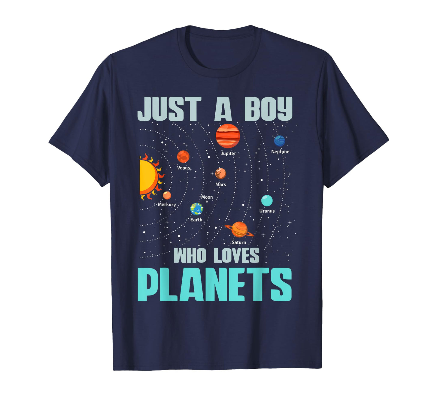 Just A Boy Who Loves Planets Solar System Kids Space Science T-Shirt