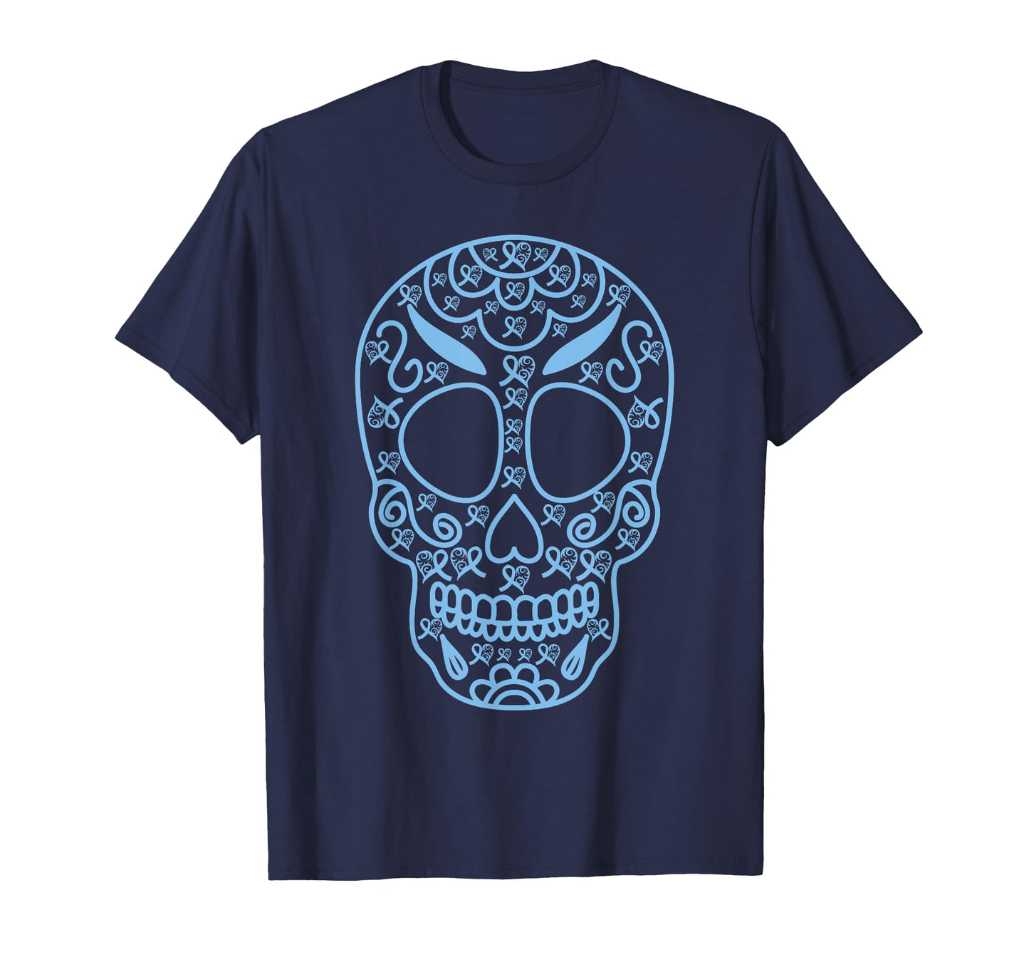 Sugar Skull Light Blue Ribbon Prostate cancer awareness supp T-Shirt