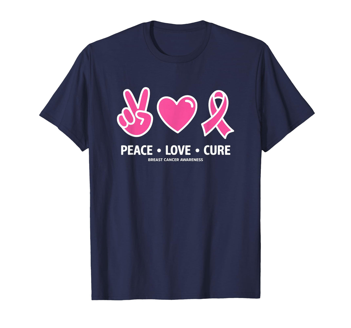 Peace Love Cure Pink Ribbon Family Breast Cancer Awareness T-Shirt