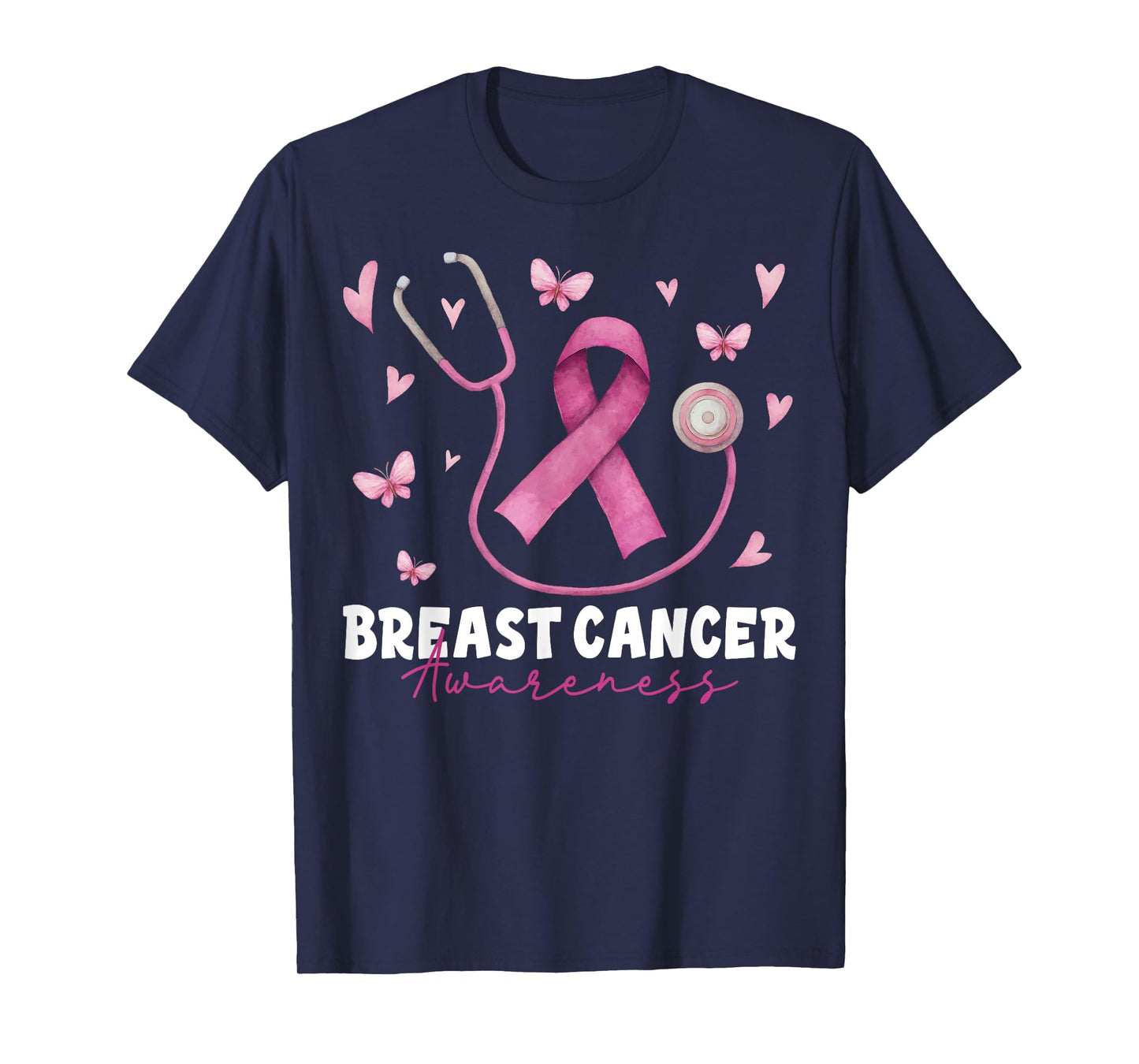 Breast Cancer Awareness Pink Stethoscope Nurse Medical Women T-Shirt
