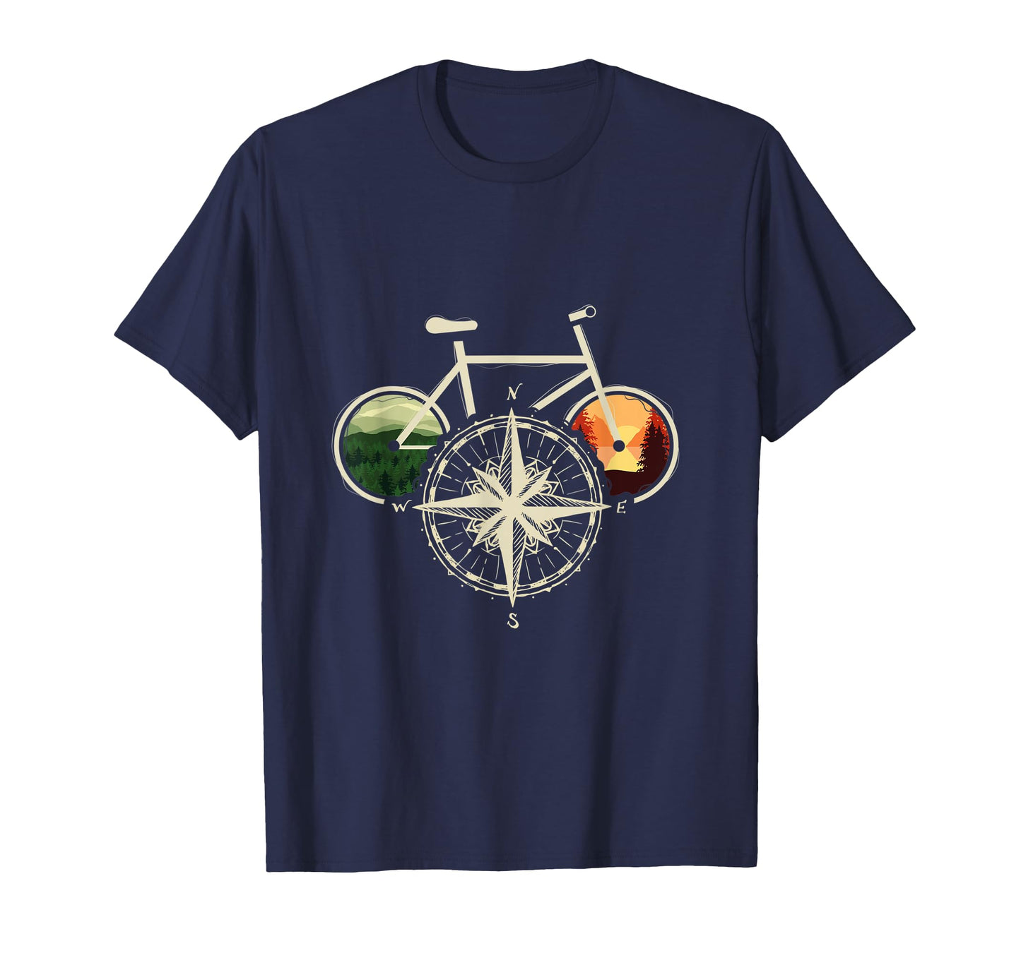 Retro Bicycle With Compass & Mountains I Bicycle Cycologist T-Shirt