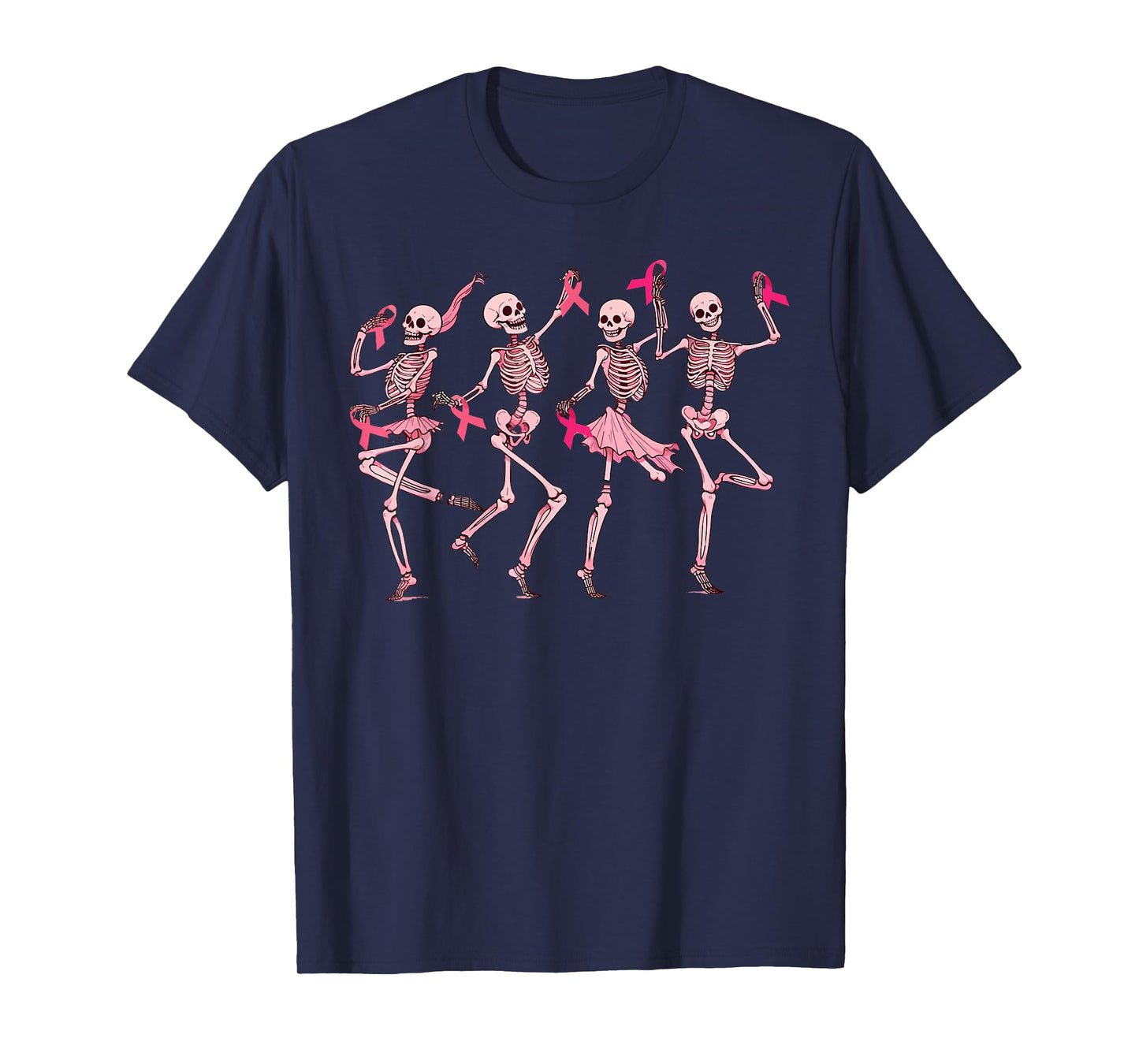 Pink Ribbon Breast Cancer Awareness Skeleton Women Men Kids T-Shirt