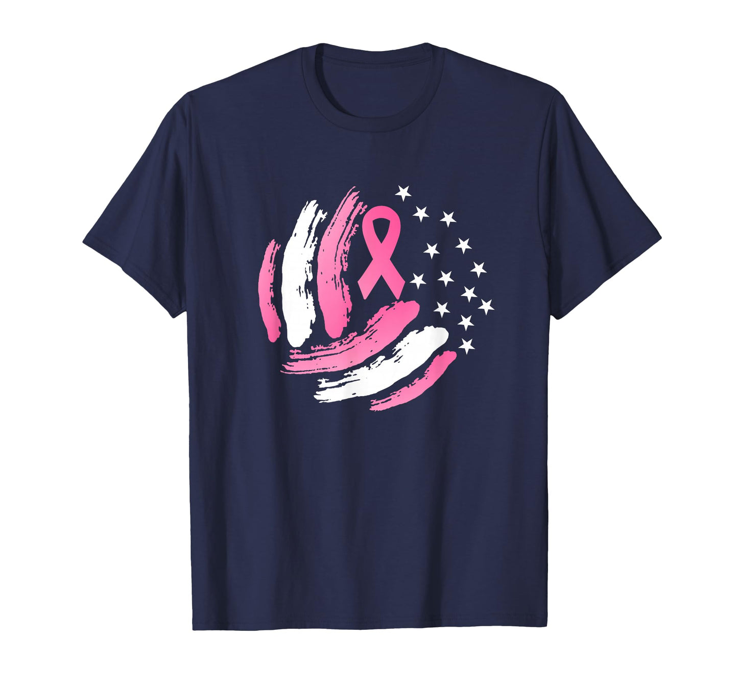 Volleyball Pink Ribbon Breast Cancer Awareness Gift USA Flag T-Shirt