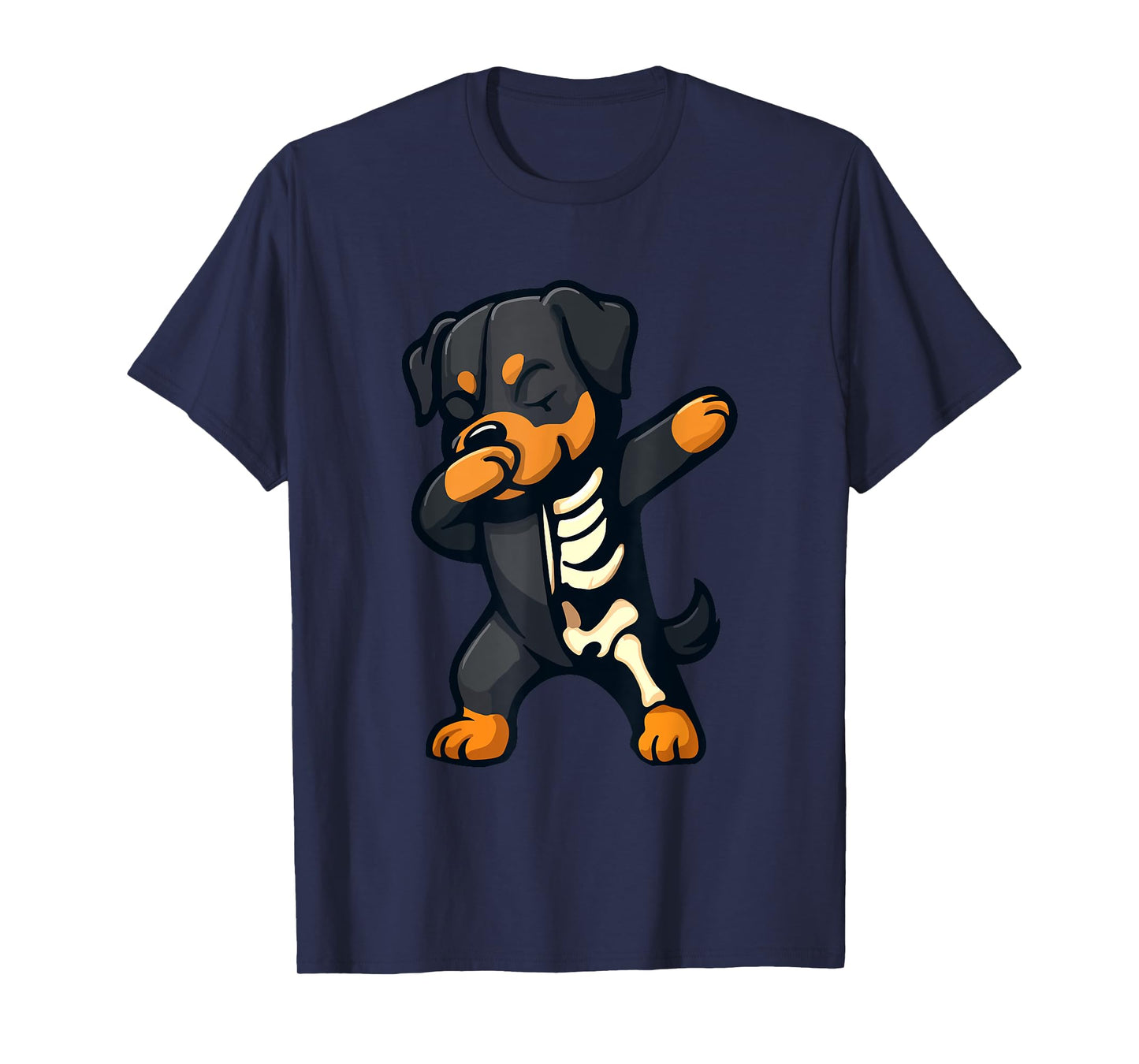 Dabbing Rottweiler Half Skeleton Halloween Costume Owner T-Shirt