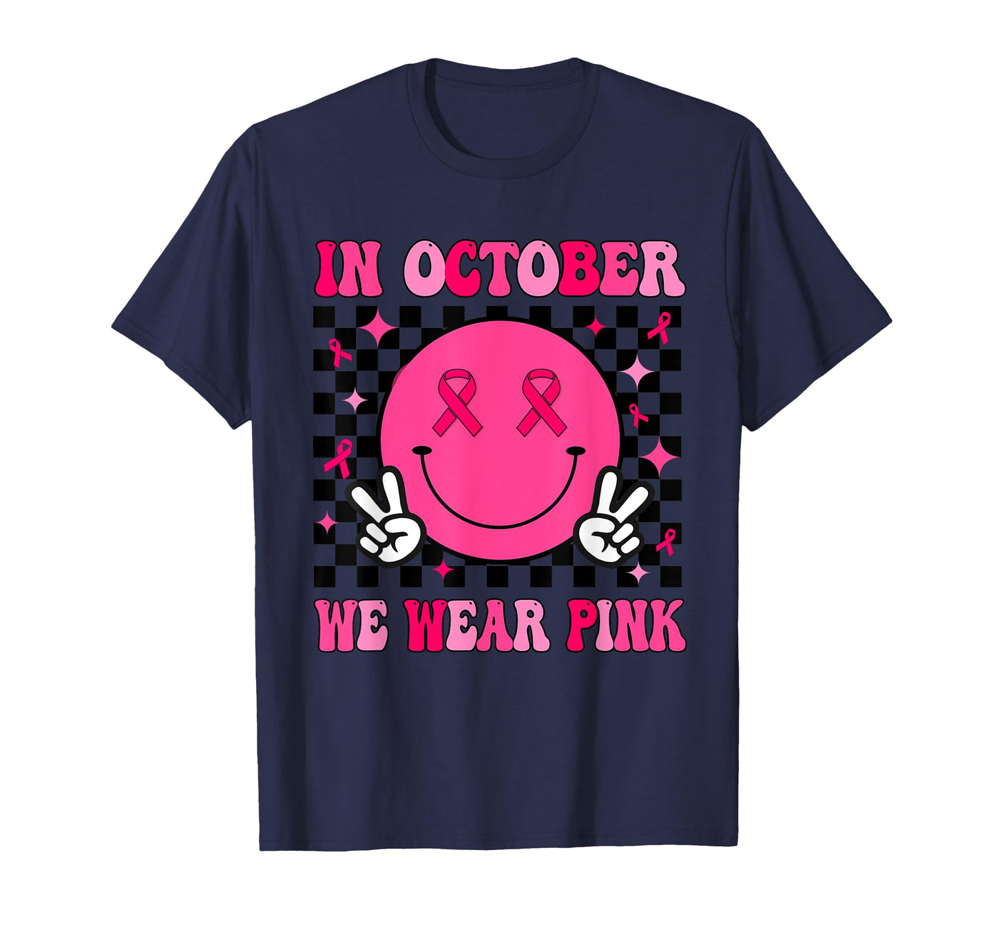 In October We Wear Pink Ribbon Breast Cancer Awareness T-Shirt