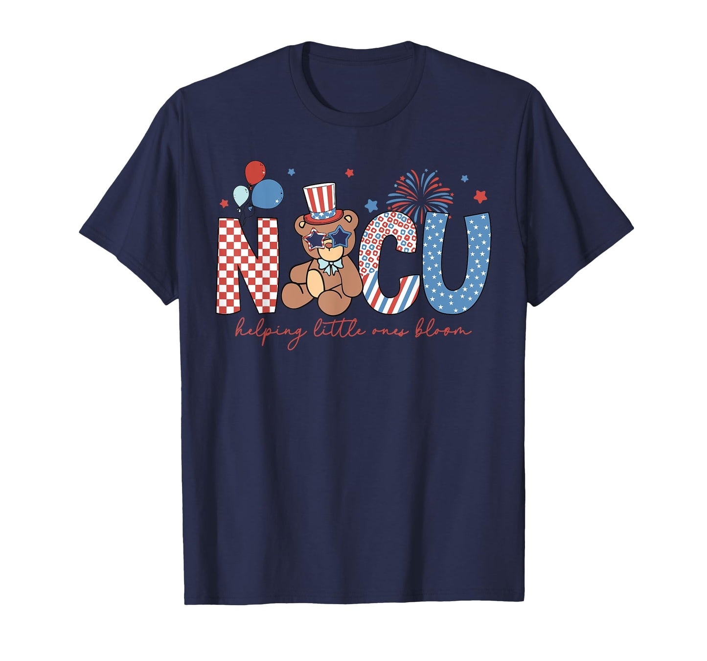 NICU Nurse Firework Milk Bottle Patriotic 4th July USA T-Shirt