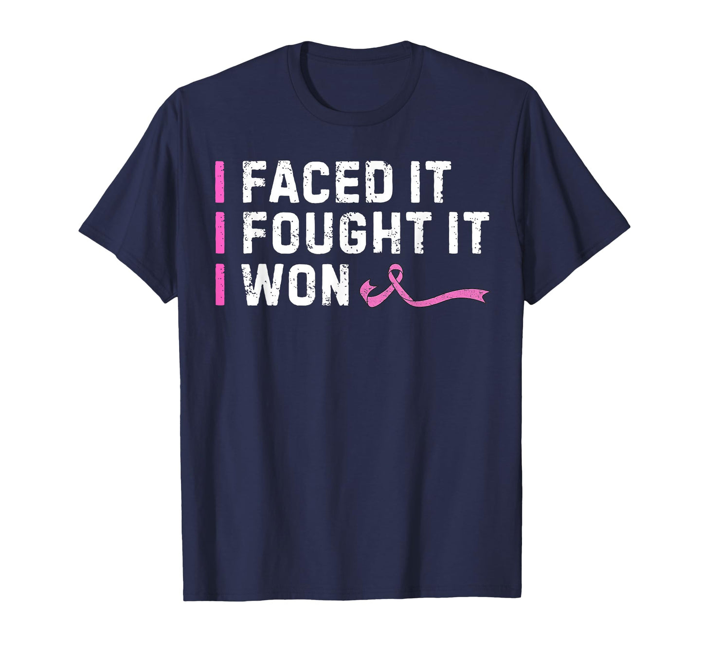 I Faced it I Fought it I Won Vintage Breast Cancer Awareness T-Shirt