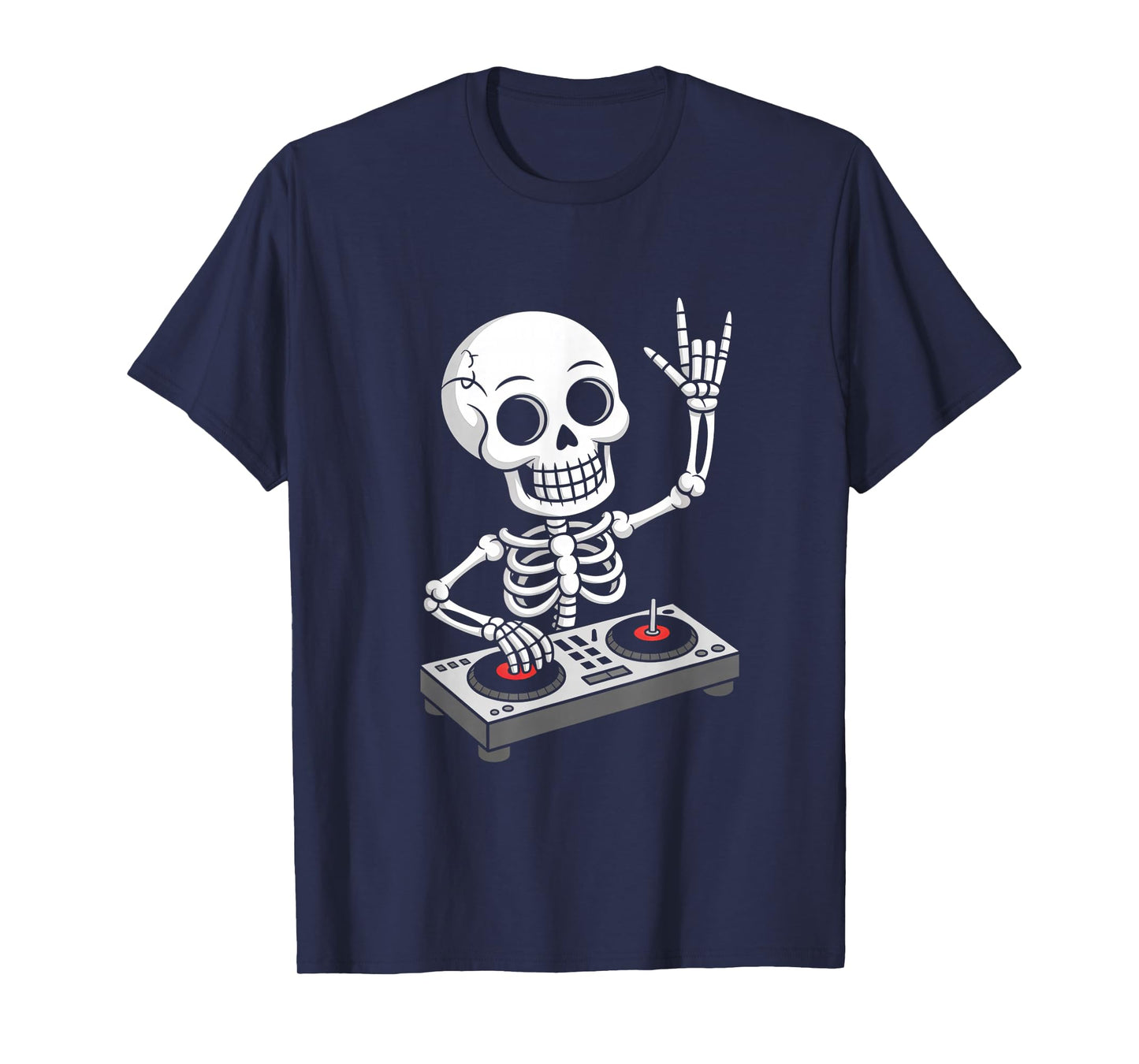 Skeleton DJ on Turntables EDM Synthesizer Rave Music Ghost T-Shirt