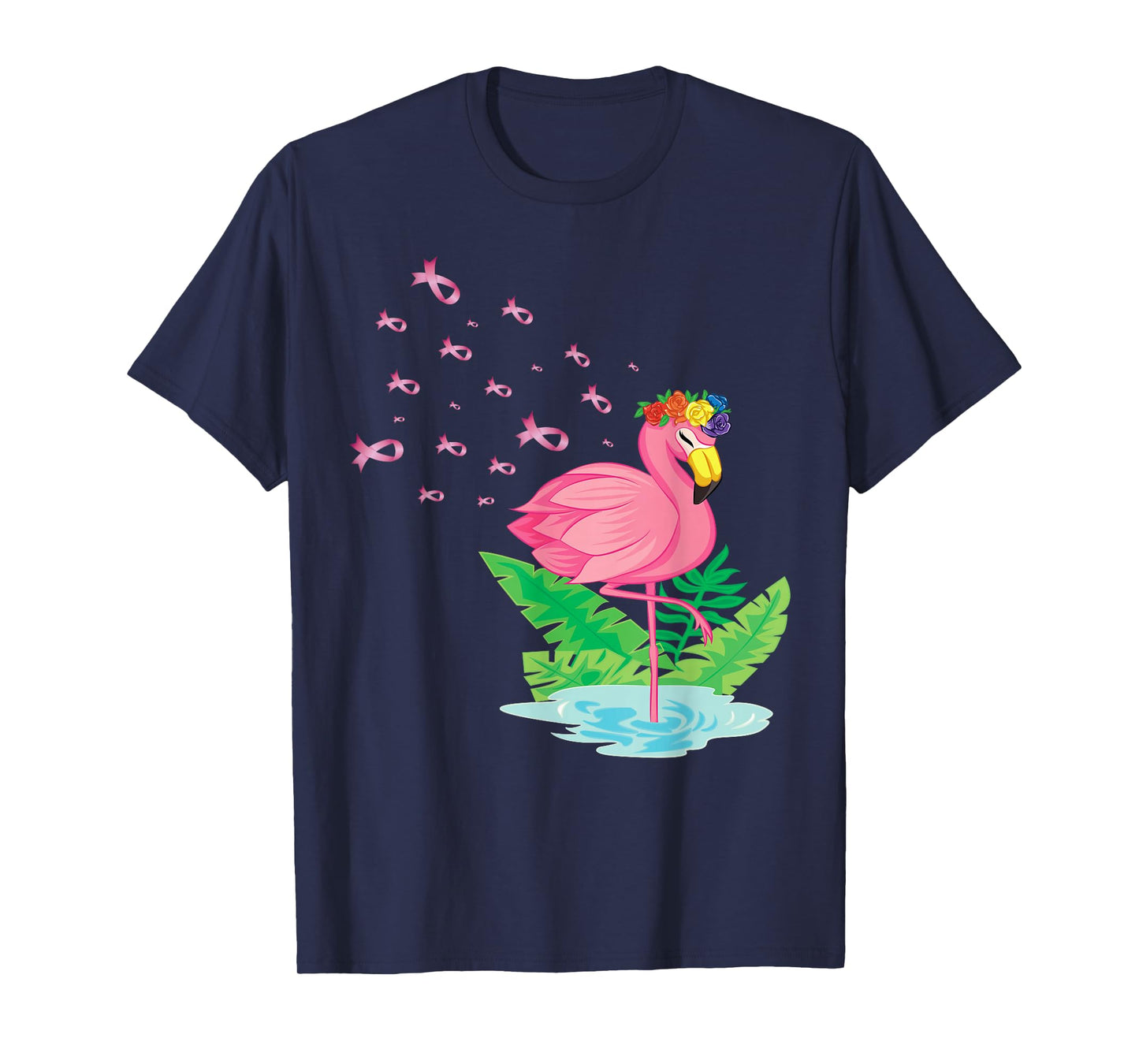 Breast Cancer Pink Flamingo Ribbon Recovery T-Shirt