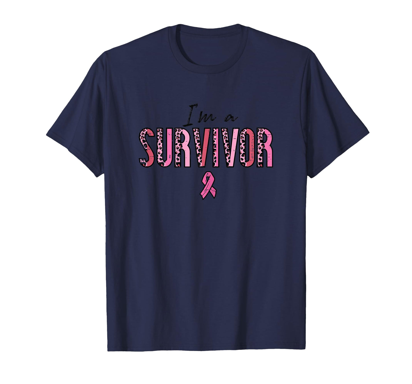 Im A Survivor Leopard Retro Breast Cancer Awareness Women T-Shirt