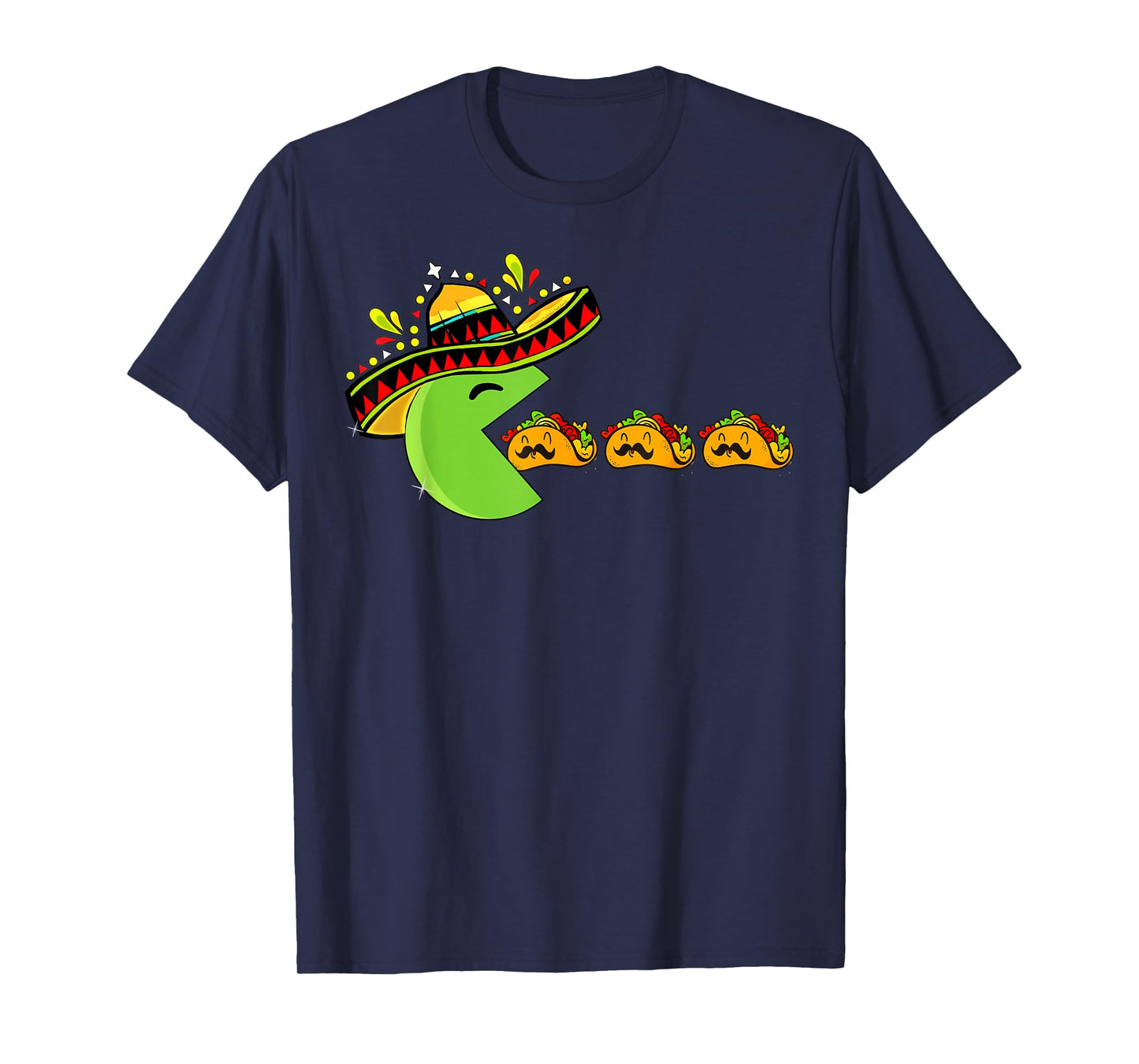 Sombrero Eating Funny Tacos with Mustaches Cinco de Mayo T-Shirt