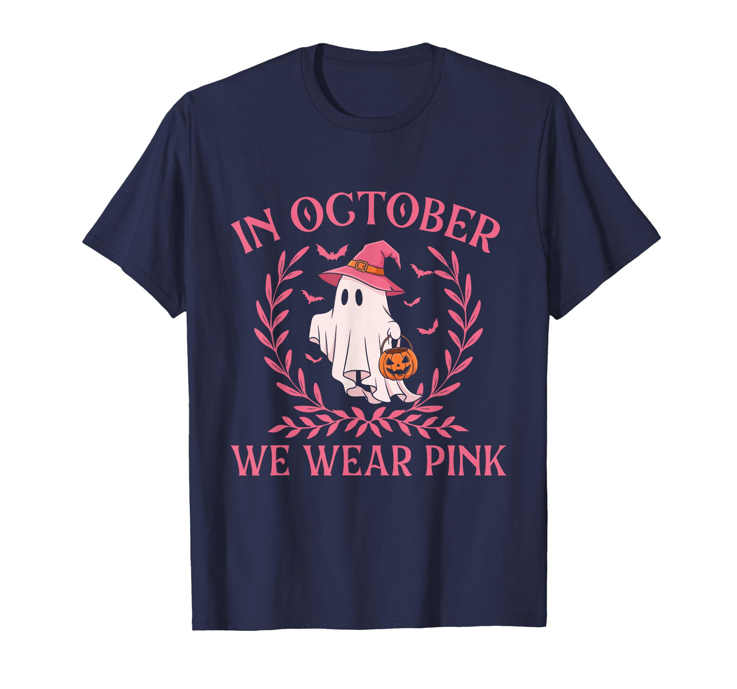 in October We Wear Pink - Halloween Breast Cancer Awerness T-Shirt