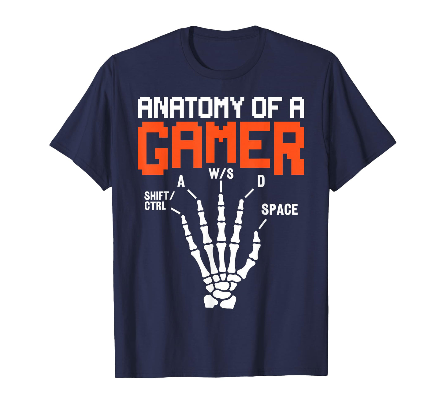 Funny Gamer Shirt Anatomy of a Gamer Skeleton Hand Gaming T-Shirt