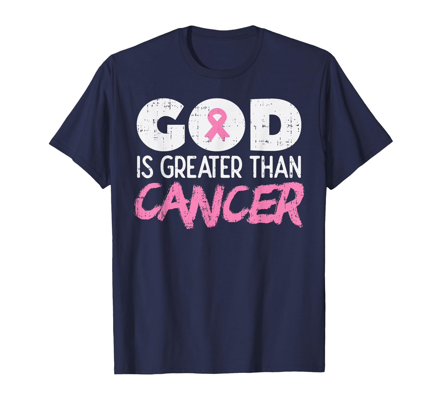 God Is Greater Than Cancer Ribbon Breast Cancer Awareness T-Shirt