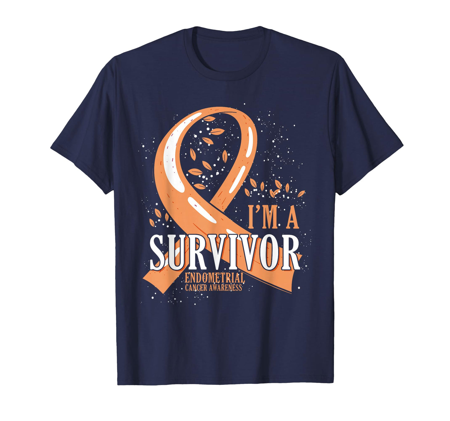 Cancer Survivor Peach Ribbon Endometrial Cancer Awareness T-Shirt