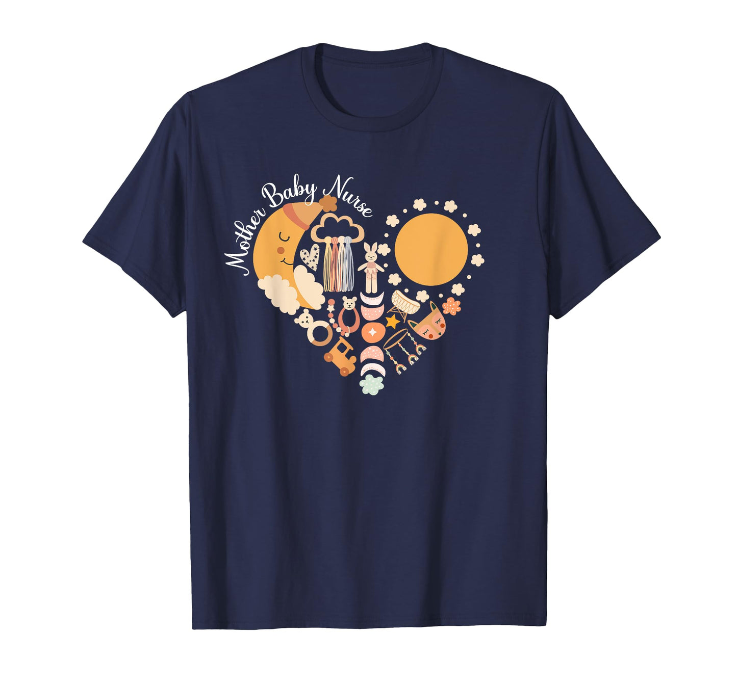 Mother Baby Nurse Heart Postpartum Nurse Mom Baby Nurse T-Shirt
