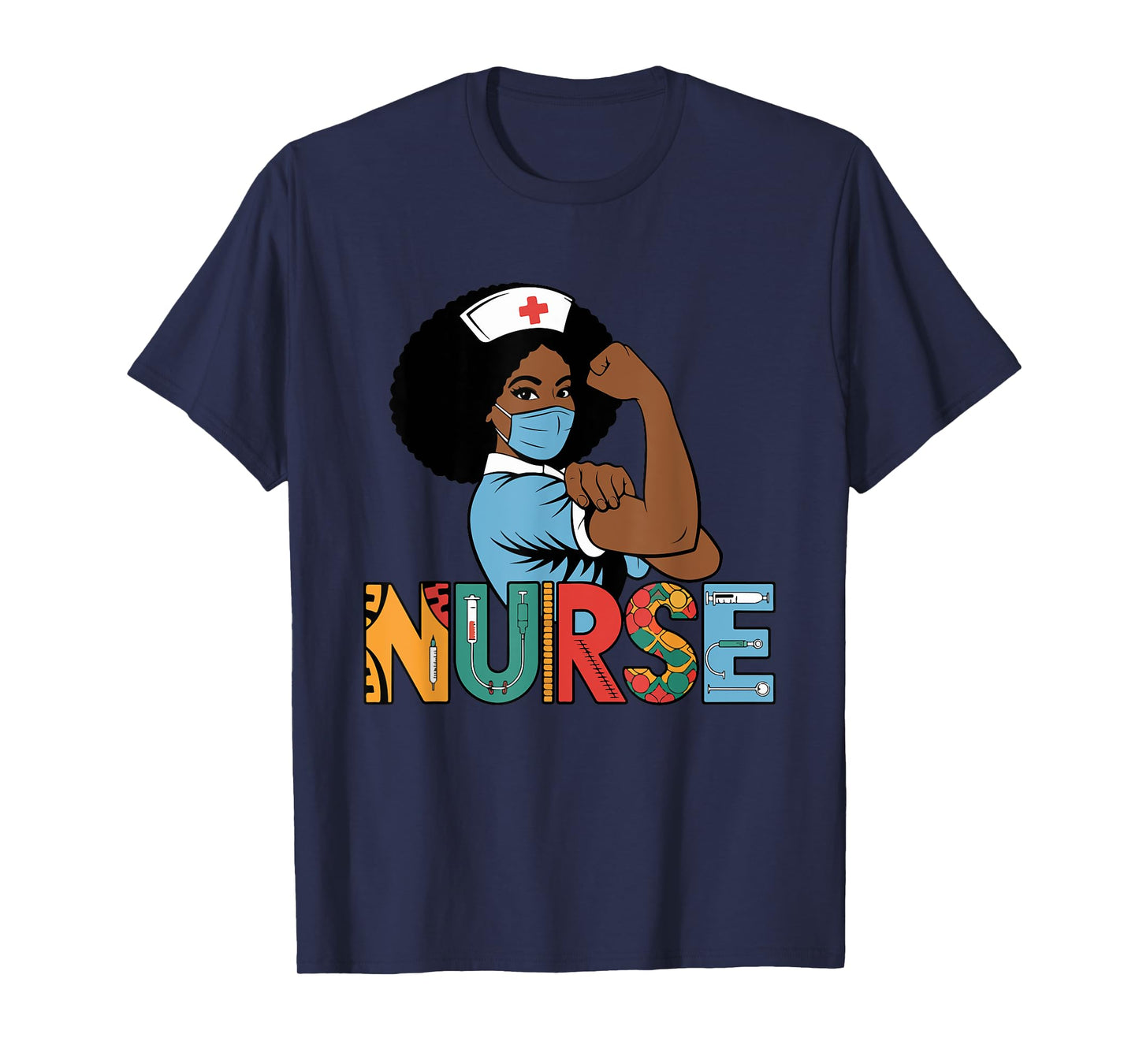Black Strong Nurse Afro Girl Melanin African American Wowen T-Shirt