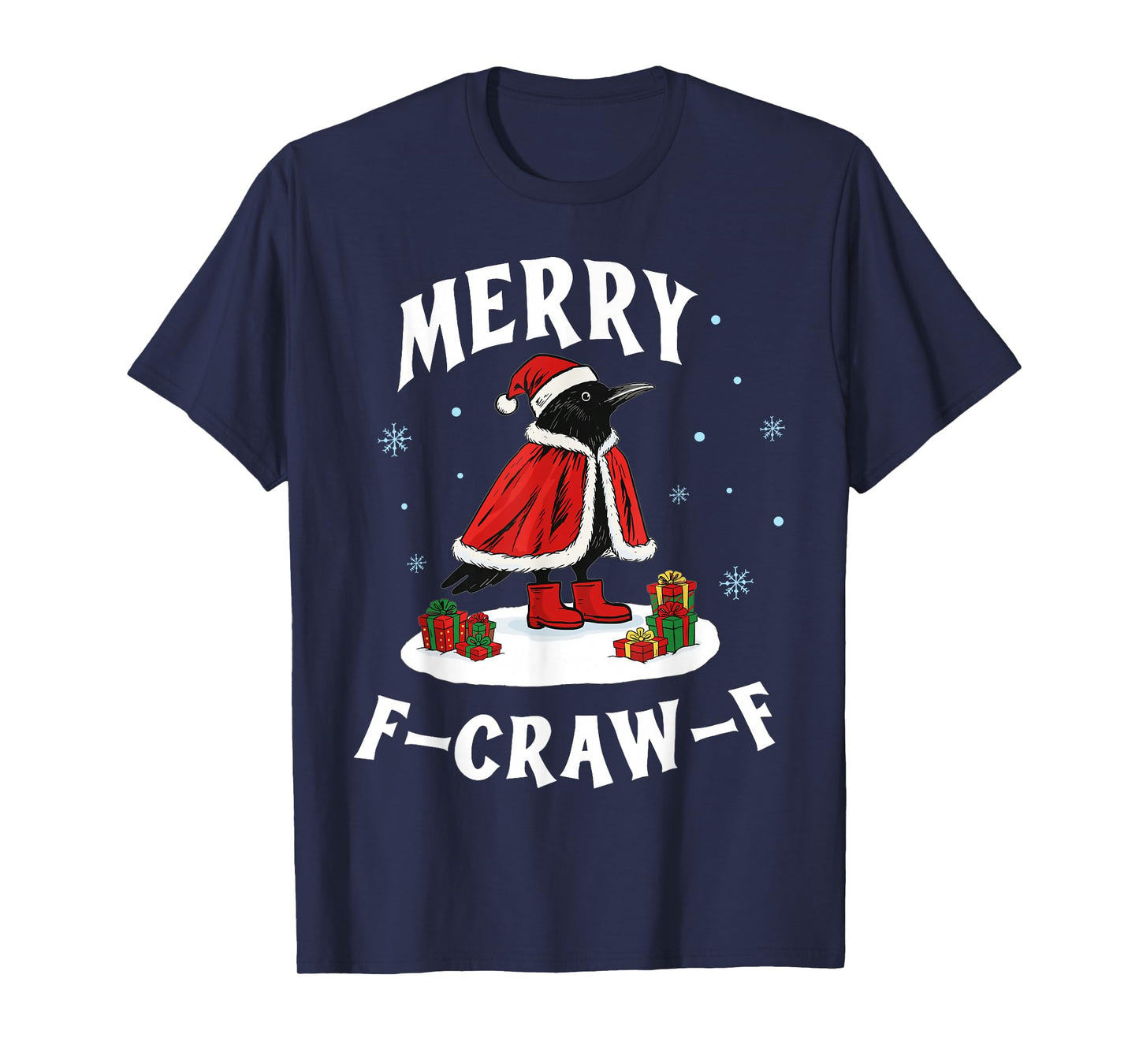 Christmas Black Crow, Merry F-Caw-F Funny Black Bird Vintage T-Shirt