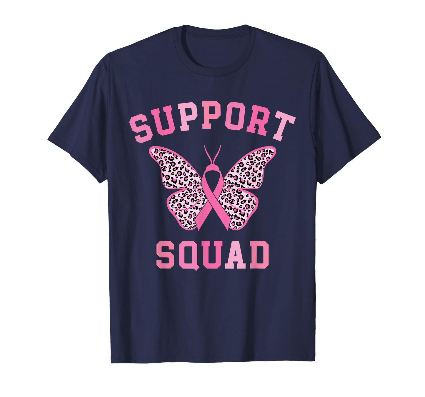Support Squad Breast Cancer Awareness Pink Ribbon Butterfly T-Shirt