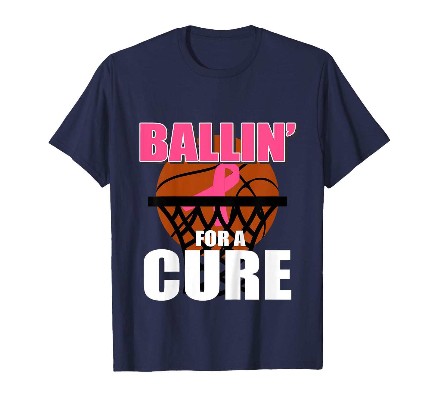 Kids Basketball Breast Cancer Pink Ribbon for Boys Girls Children T-Shirt