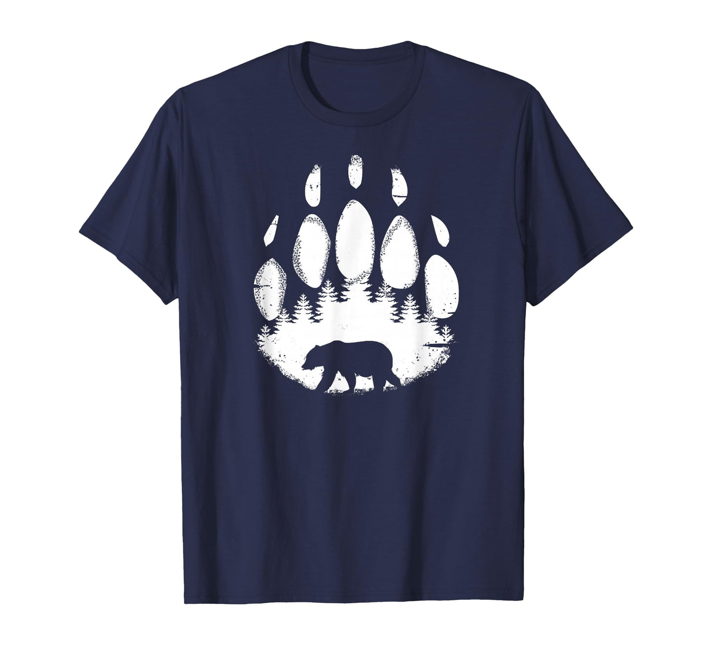 Bear Paw White Print Forest Animal Silhouette T-shirt T-Shirt