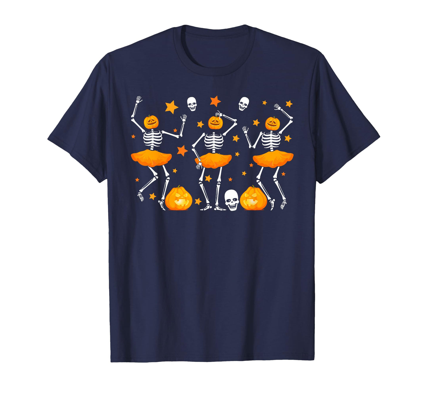 Funny Pumpkin Skeletons Ballerina Happy Halloween Day Girls T-Shirt