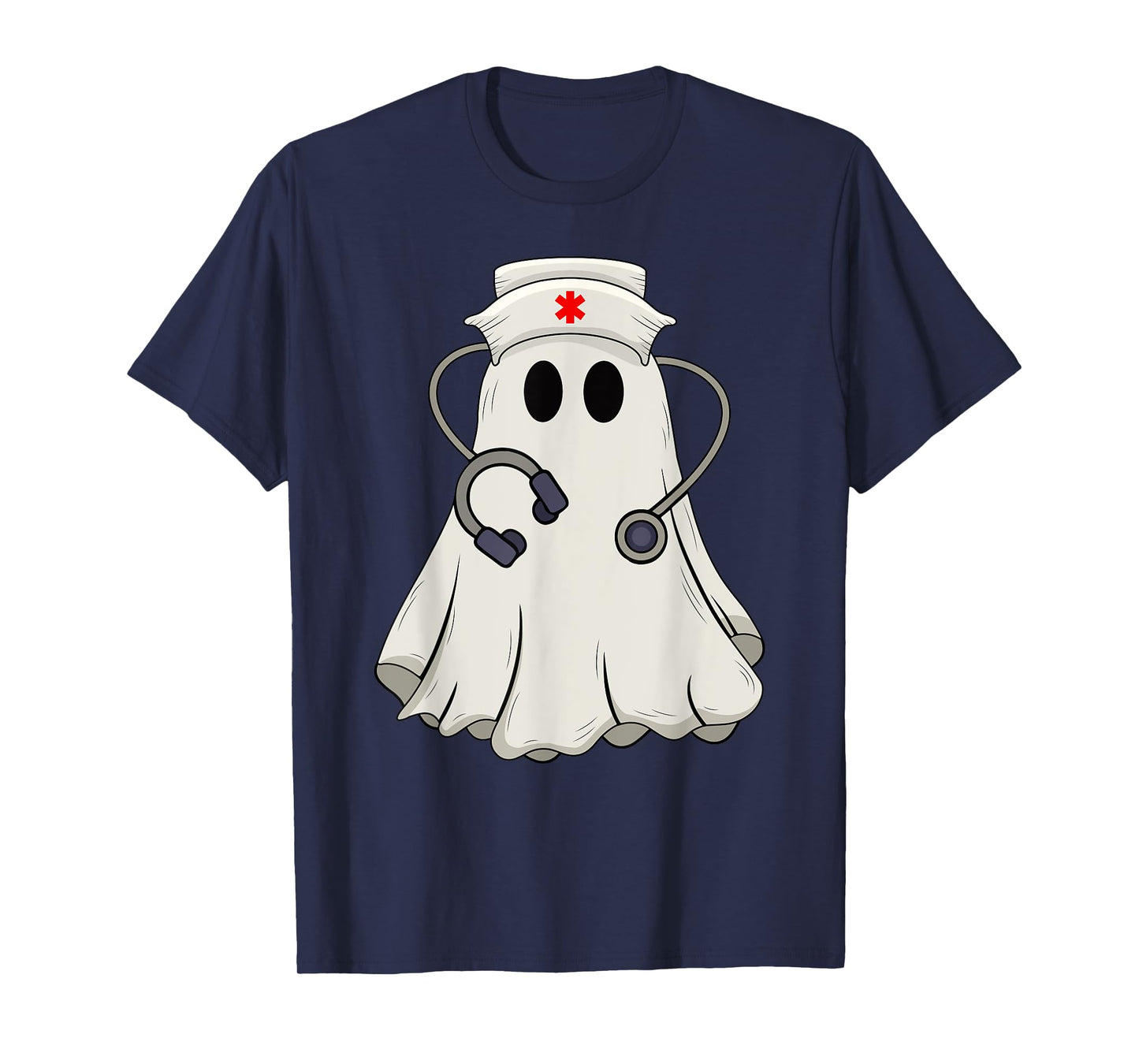 Funny Boo Ghost Nurse Halloween Costume Scrub Top Nursing T-Shirt