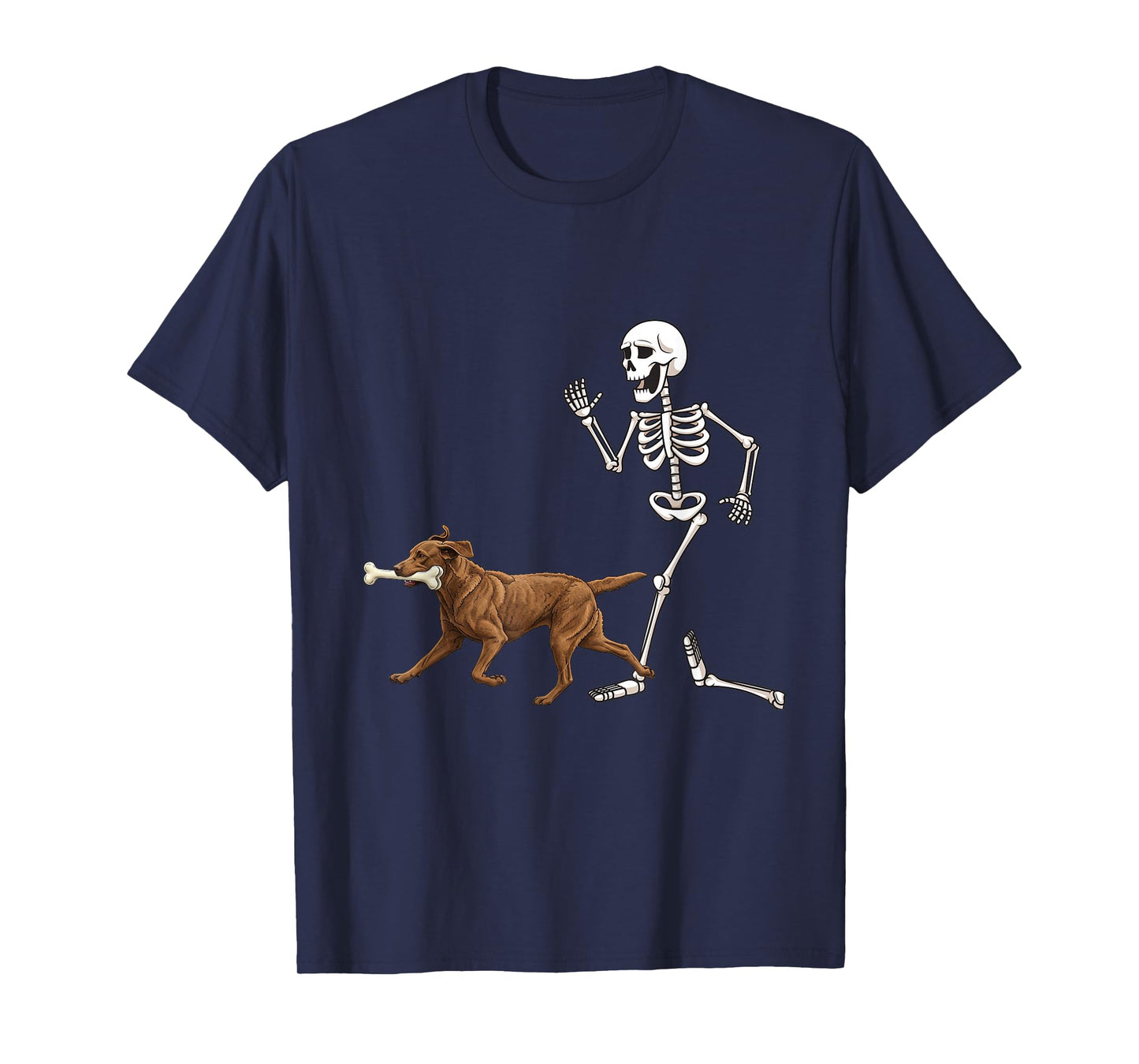 Funny Halloween Chesapeake Bay Retriever and Skeleton T-Shirt