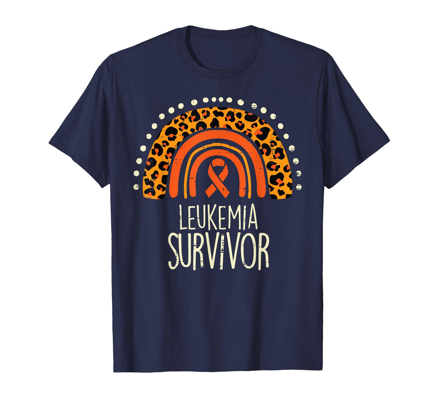Leopard Rainbow Orange Ribbon Survivor Leukemia Awareness T-Shirt
