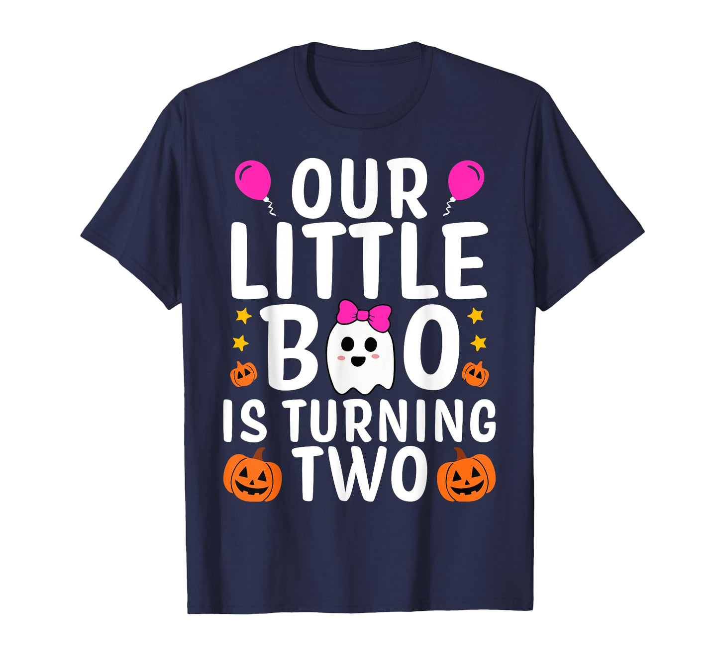 Our Little Boo Is Turning Two Yr 2nd Birthday Girl Halloween T-Shirt