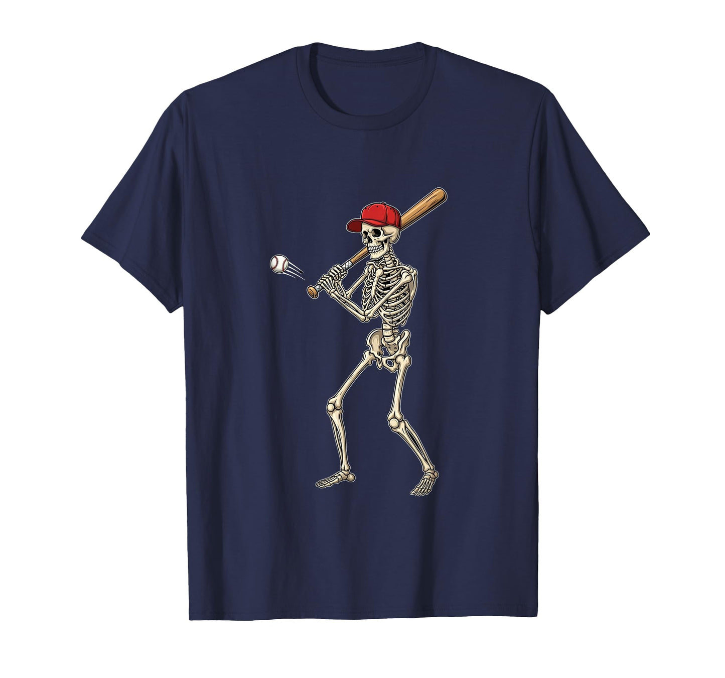 Skeleton Baseball Batter Funny Halloween T-Shirt