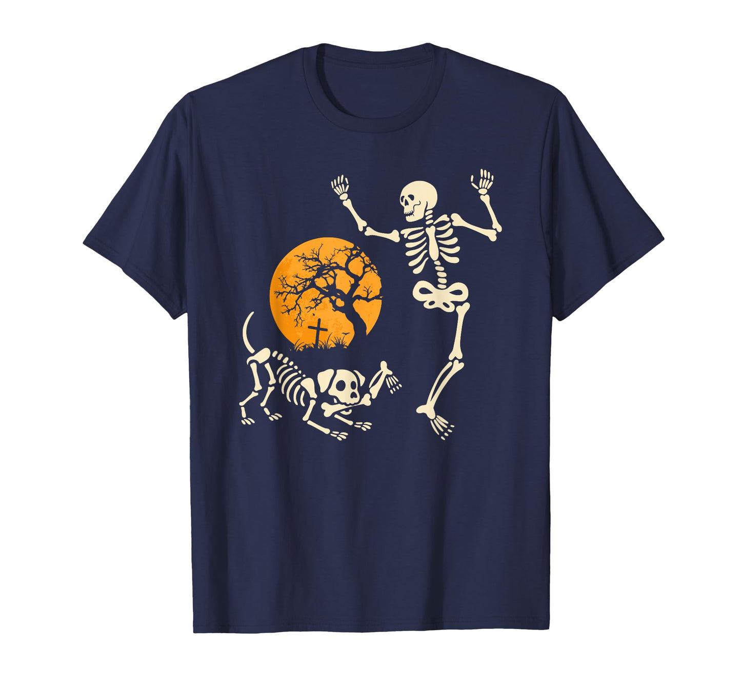 Dog Steals Skeleton Bone Funny Halloween Dog Skeleton T-Shirt