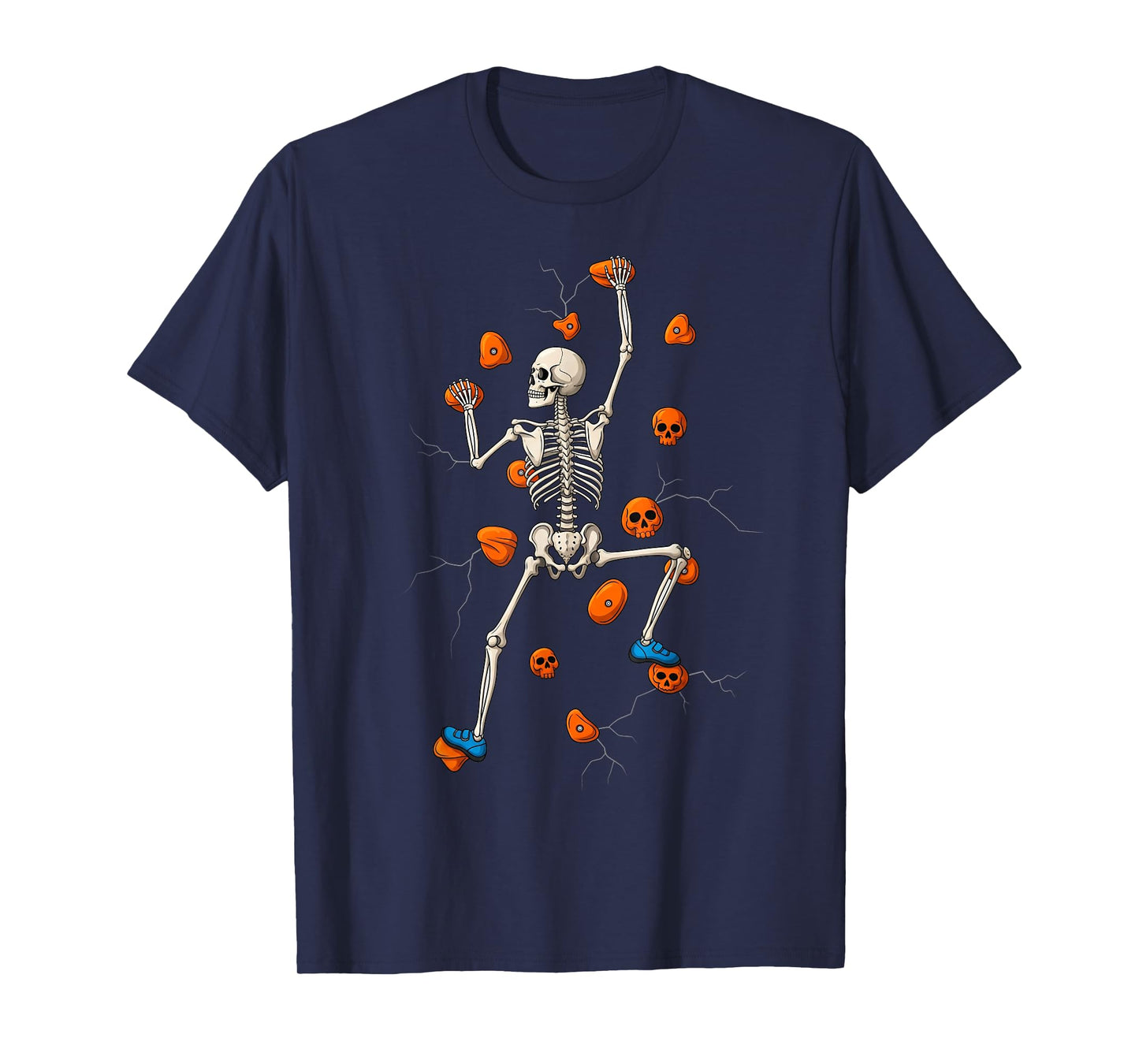 Skeleton Climbing Boulder Wall Rock Hallween Men Women Kid T-Shirt