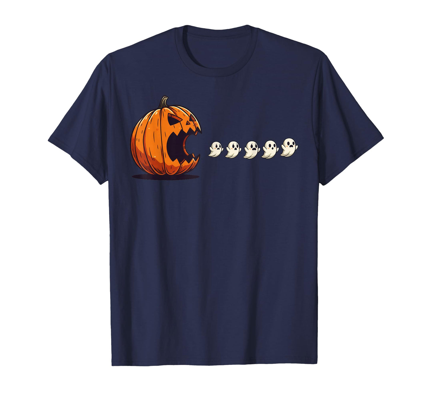 Halloween Gamer Pumpkin Eating Ghost Costume Men Boys Kids T-Shirt